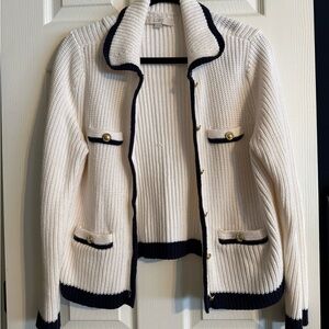 LOFT Cream and Black Cardigan Sweater